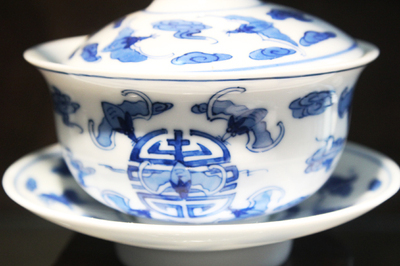 天貓 景德鎮(zhèn)陶瓷 手繪 青花 蓋碗 品茗杯 禮品瓷 萬壽無疆 - 搜品廊