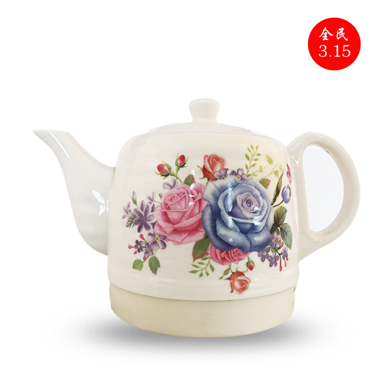 一家欣SCJ-1213C 景德鎮(zhèn)陶瓷電水壺電熱水壺茶壺套裝七件套禮品瓷 4個直筒杯+藍(lán)色戀人套餐