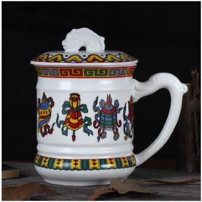 景德鎮粉彩陶瓷茶杯辦公杯公司福利禮品老板杯