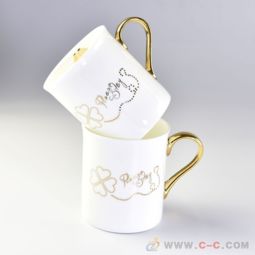 骨質瓷金把杯子 陶瓷馬克杯水杯廣告促銷禮品茶杯定制